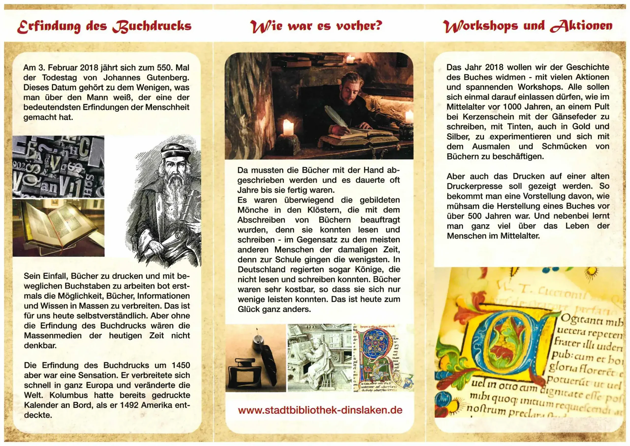 Mitmachausstellung „Gutenberg trifft E-Book“ - Flyer - Innenseite