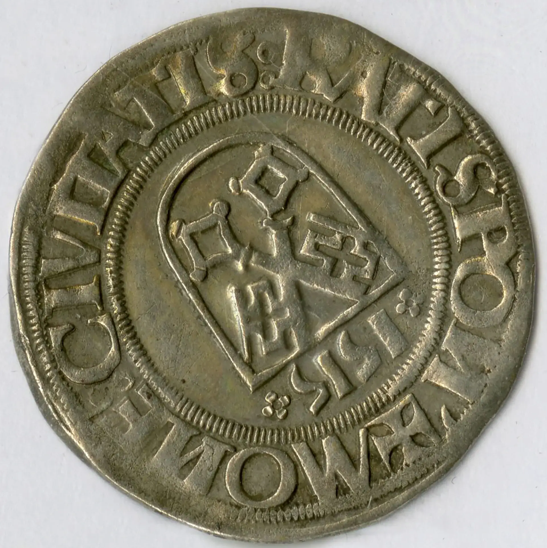 Münzen aus der Zeit von 1167 bis 1528 - Nummer 108 - Halber Batzen - 1515 - Regensburg - Rückseite
