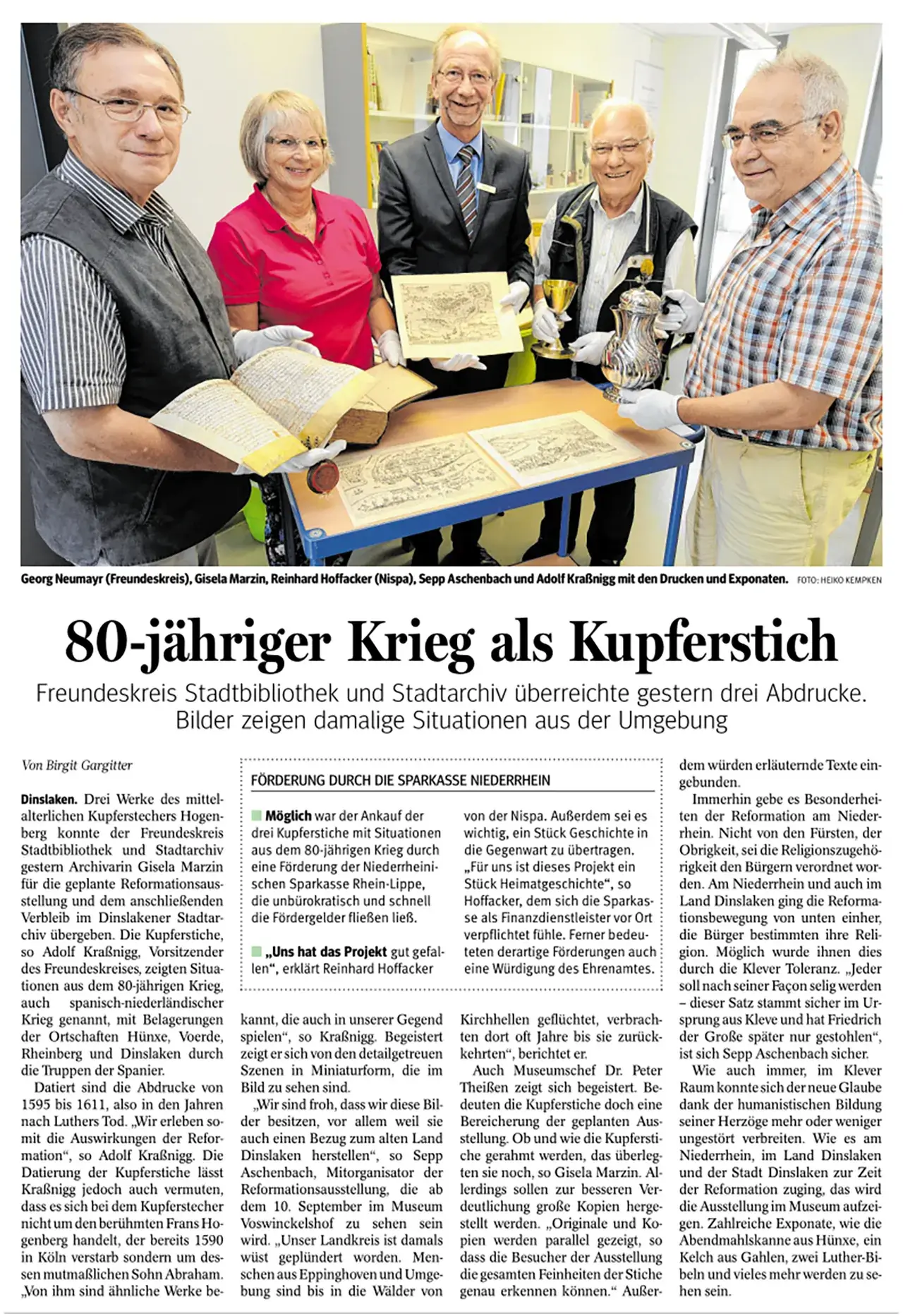 Presseartikel - NRZ - 80 jähriger Kries als Kupferstich - 21 Juli 2017