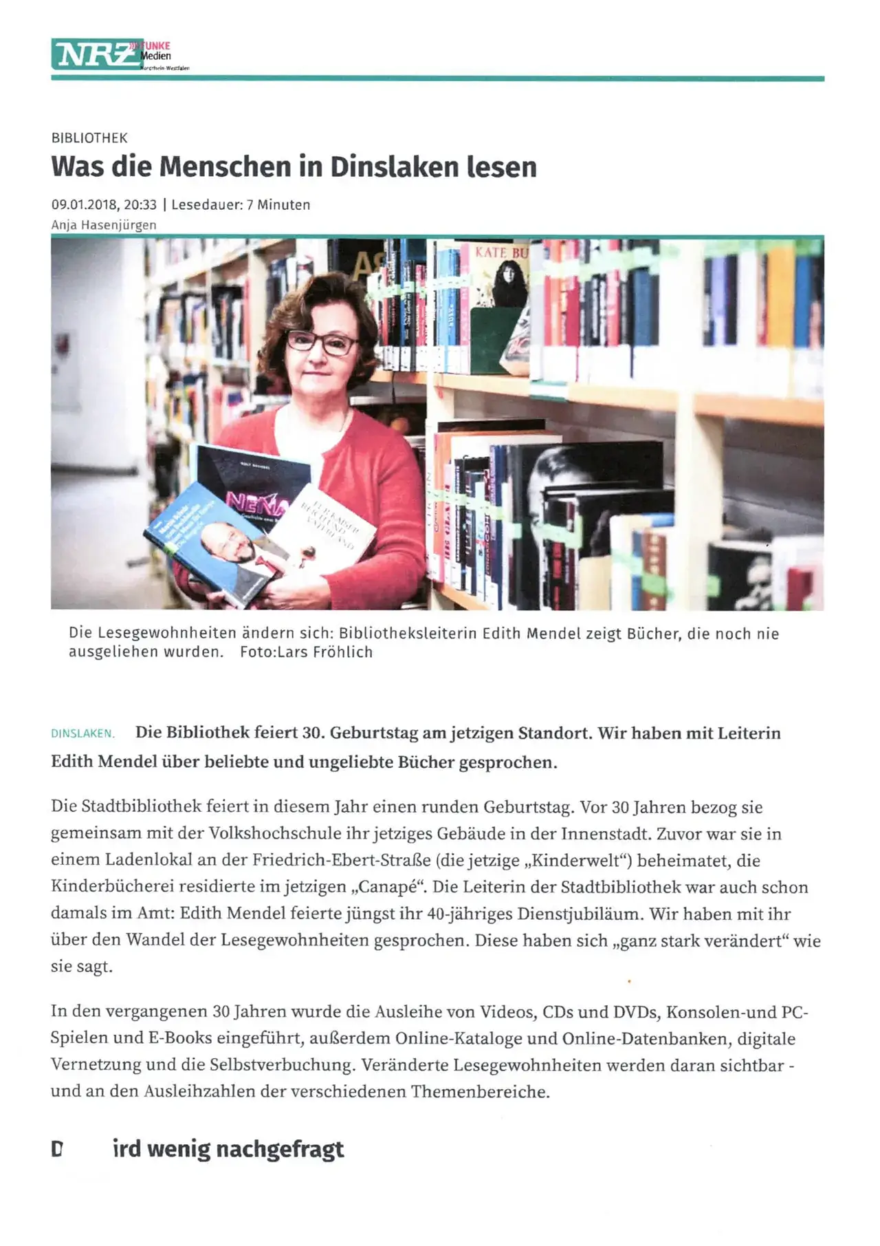 Presseartikel - NRZ - Was die Menschen in Dinslaken lesen - 9 Januar 2018 - Seite 1 von 3