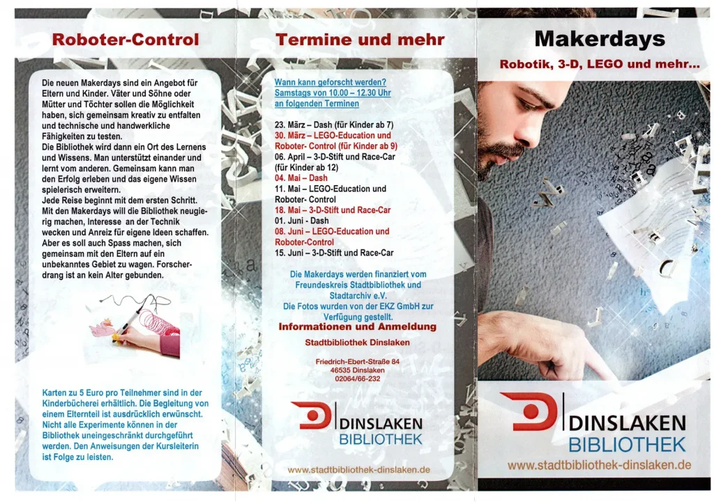 Projekte 2019 - Makerboxen - Faltblatt Makerdays - 2 Halbjahr 2019 - Aussenseite