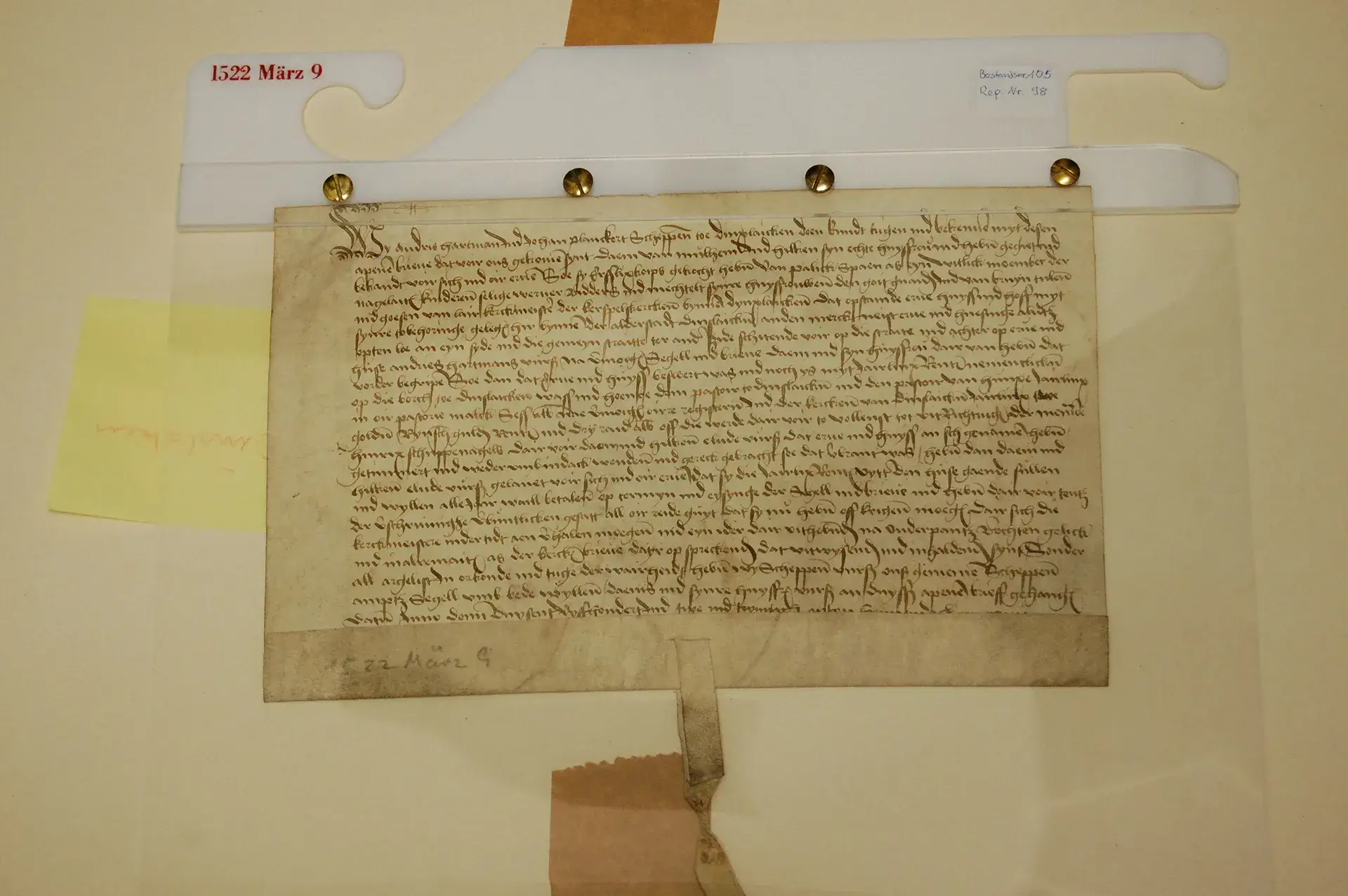 Urkunde 1 - restauriert - 9 März 1522