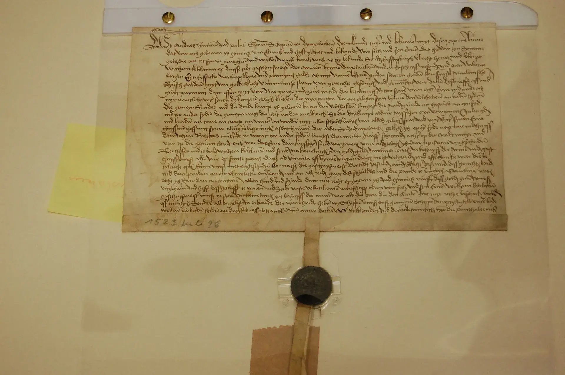 Urkunde 3 - restauriert - 28 Juli 1523