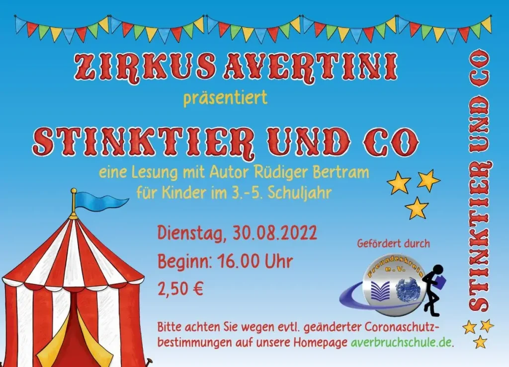 Zirkus Avertini - Stinktier und Co - Lesung mit dem Autor Rüdiger Bertram - Dienstag 30 August 2022