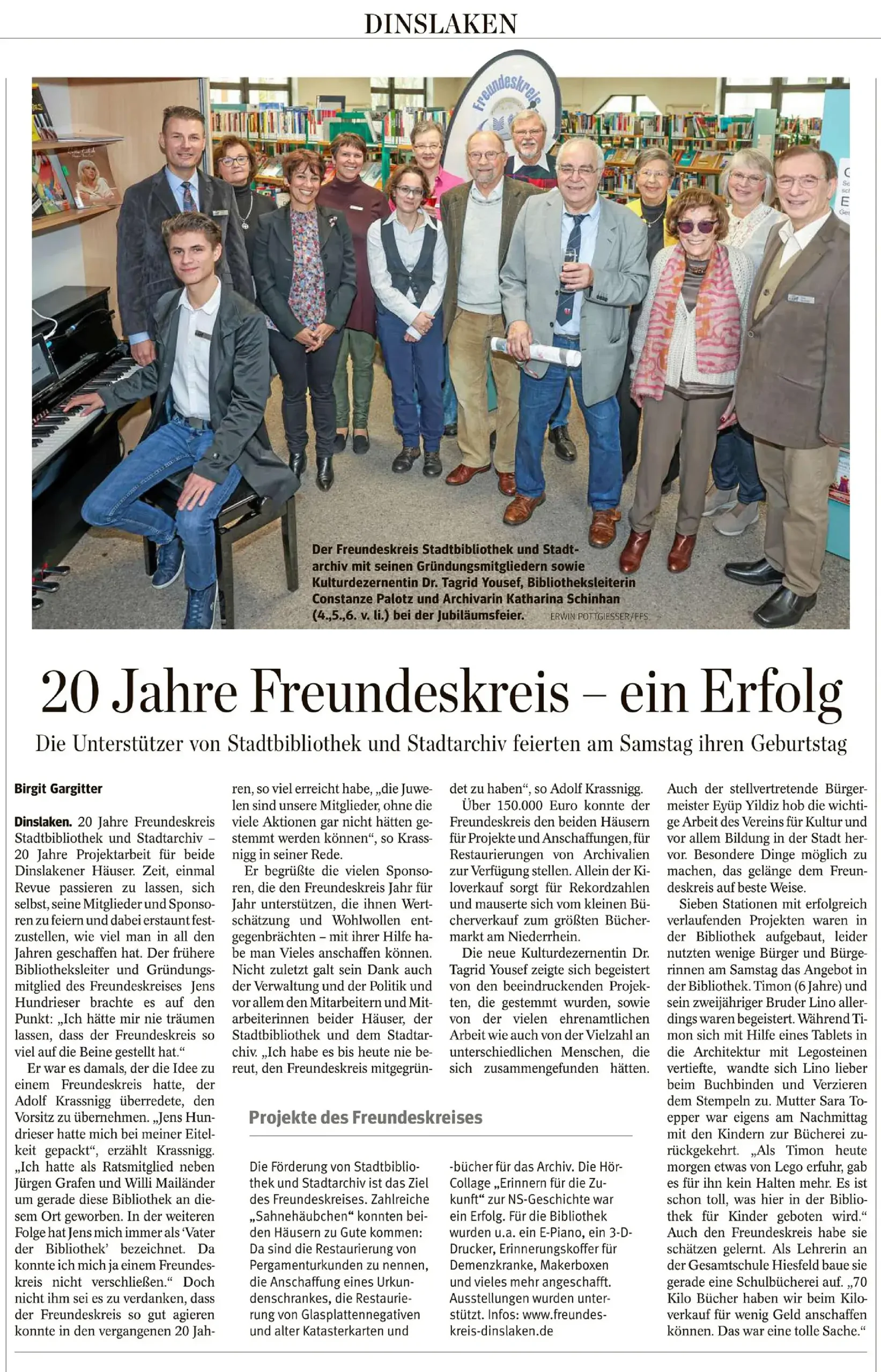 Presseartikel - NRZ - 28.11.2022 - 20 Jahre Freundeskreis - Ein Erfolg