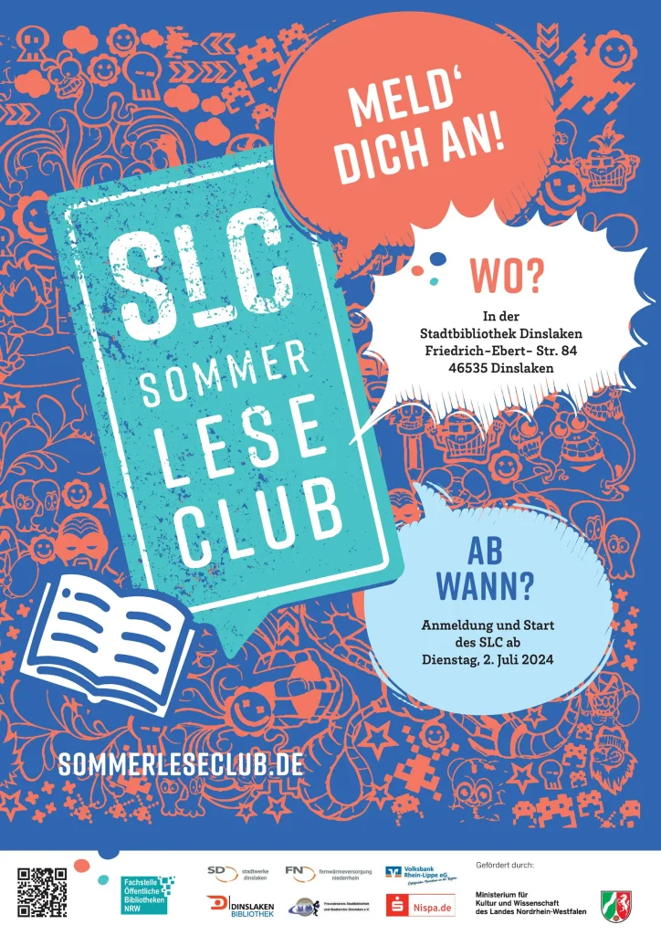 Plakat Sommerleseclub 2024 in der Stadtbibliothek Dinslaken