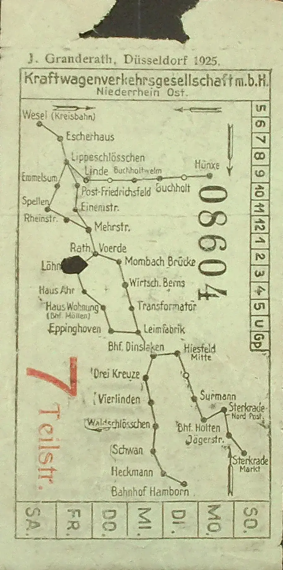 Stadtarchiv in Bewegung - Fahrkarte 1925