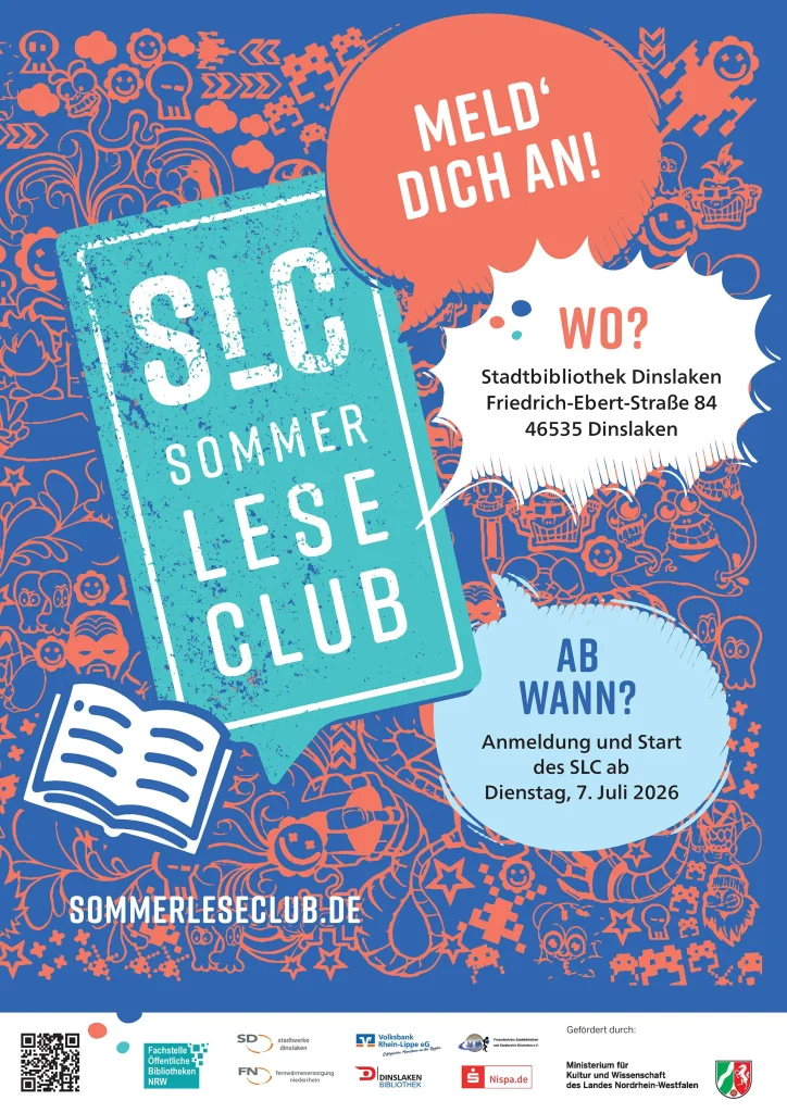 Plakat Sommerleseclub 2026 in der Stadtbibliothek Dinslaken