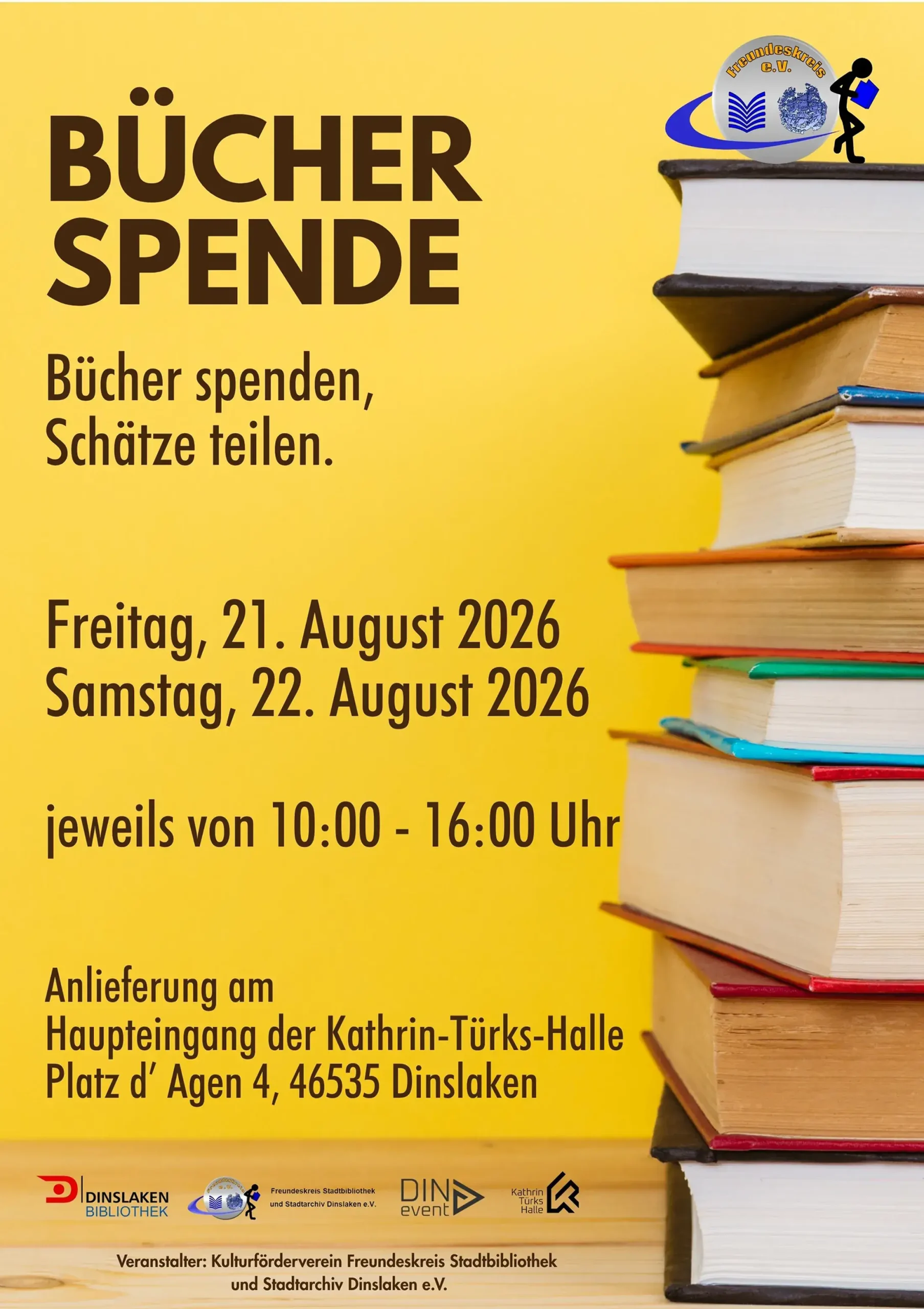 Annahme Bücherspenden in der Kathrin-Türks-Halle Dinslaken
